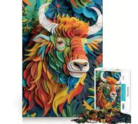 Rompecabezas de Papel con diseño Floral de Yak de 1000 Piezas para Adultos Juego de concentración Mental Manualidad de Corte de Alta precisión Actividad para Fortalecer los Lazos Familiares y Amigos