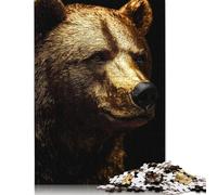 Rompecabezas de Papel con Retrato de Oso Dorado para Adultos, 1000 Piezas cumpleaños o para Jugar en Familia. Medidas: 38 x 26 cm / 1000 Piezas.