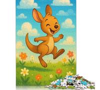 Rompecabezas de Papel de 1000 Piezas con ilustración de un Canguro Feliz. Juego Educativo para Toda la Familia. Ideal para Adultos Navidad y cumpleaños. 38 x 26 cm.