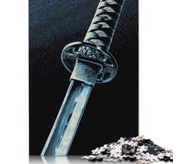 Rompecabezas de Papel de 1000 Piezas de Espada Katana Azul (Primer Plano) para Adultos, Regalo de Nochebuena, 1000 Piezas (75 x 50 cm)