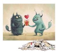 Rompecabezas de Papel de 1000 Piezas para Adultos, Rompecabezas de Amor monstruoso para niños, Juegos Familiares, 38x26cm/1000 Piezas