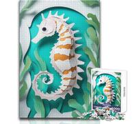 Rompecabezas de Papel de caballitos de mar de 1000 Piezas Juego Divertido de Aprendizaje Consciente Celebraciones alegres Tamaño 50x75cm
