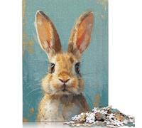 Rompecabezas de Papel Entrelazado de Mirada Serena de Conejo, Rompecabezas Rectangular de precisión para Adultos y niños, 1000 Piezas (26 x 38 cm)
