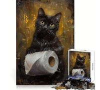 Rompecabezas de Papel higiénico con diseño de Gato Negro para Adolescentes, 1000 Piezas, Pensamiento estratégico, interacción Suave, Ajuste preciso, (50x75cm)