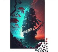 Rompecabezas de Papel para Adultos con diseño de Barcos Piratas (1000 Piezas). Ideal para aliviar el estrés. 38 x 26 cm. 1000 Piezas.