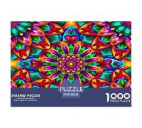 Rompecabezas de Papel Reciclado de 1000 Piezas con diseño geométrico Vibrante de Mandala psicodélico para Adultos, Regalo Educativo, desafío, decoración de Pared, 38 x 26 cm (1000 Piezas)