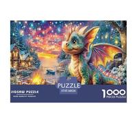 Rompecabezas de Papel Reciclado de 1000 Piezas de Dragón al Amanecer - Dragón sobre Roca - Juego Educativo de descompresión de Pared (38 x 26 cm, 1000 Piezas)
