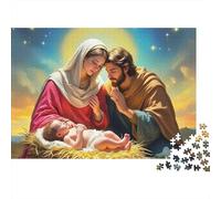 Rompecabezas de Papel Reciclado de 1000 Piezas de Jesús - Religión María y José Junto al Niño Jesús en el Pesebre para Adultos | Decoración para el Hogar y Regalos 38x26cm/1000pcs