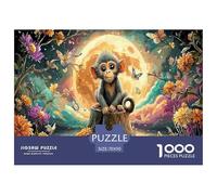 Rompecabezas de Papel Reciclado de 1000 Piezas de Monos trillizos - Bosque mágico de Monos - Juego Educativo de descompresión para Pared (70 x 50 cm, 1000 Piezas)