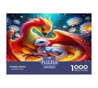 Rompecabezas de Papel Reciclado de 1000 Piezas de pterosaurio: dragón fénix, ardiente, Protector, cálido y Vibrante. Actividad para Toda la Familia para Decorar Las Paredes del hogar. 70x50cm1000pcs.
