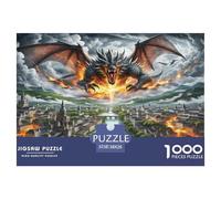 Rompecabezas de Papel Reciclado de 1000 Piezas El Dragón sobre una Ciudad en Llamas para Adultos (14-99 años), decoración del hogar y Regalo (38 x 26 cm, 1000 Piezas)