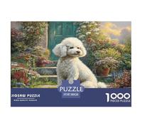 Rompecabezas de Papel Reciclado de 1000 Piezas: Un Cachorro Sentado Junto a una Puerta Verde para Adultos de 14 a 99 años, decoración del hogar y Regalo, 38 x 26 cm (1000 Piezas)