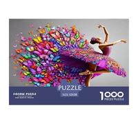 Rompecabezas de Papel Reciclado de 1000 Piezas Vestido Belleza - Bailarina con Falda de pétalos de Colores. Actividad para Toda la Familia para Decorar Las Paredes del hogar. 52x38cm (1000 Piezas).