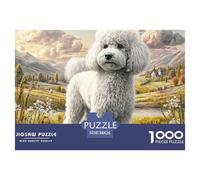 Rompecabezas de Papel Reciclado de Perro: caniche Blanco en el Campo para Adultos de 14 a 99 años, Juego Educativo, 38 x 26 cm (1000 Piezas)