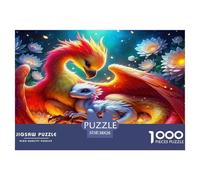 Rompecabezas de Papel Reciclado de pterosaurio (1000 Piezas): dragón fénix, ardiente, Protector, cálido, Vibrante, desafiante, Regalo para decoración de Pared del hogar, 38 x 26 cm (1000 Piezas).