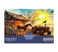Rompecabezas de Papel Reciclado de Tractor (1000 Piezas) - Caballos de Granja, Granero rústico, Vibrante y nostálgico, Apto para descompresión de Pared, Juego Educativo (38 x 26 cm, 1000 Piezas)