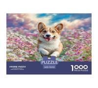 Rompecabezas de Papel Reciclado para Adultos, 1000 Piezas, diseño de Perro Corgi Entre Flores, Regalo Divertido y Actividad para el hogar, 70 x 50 cm (1000 Piezas)