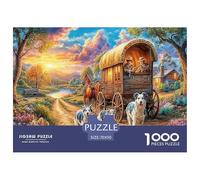 Rompecabezas de Papel Reciclado Wagon Journey, 1000 Piezas, diseño de Burro, Granero rústico, Juego desafiante, Juguetes, Regalo para la decoración de la Pared del hogar, 70 x 50 cm, 1000 Piezas