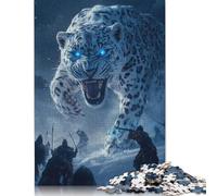Rompecabezas de Papel Rectangular Ataque de Leopardo de Las Nieves, Divertido para Toda la Familia, Día del Niño, 1000 Piezas (38 x 26 cm)
