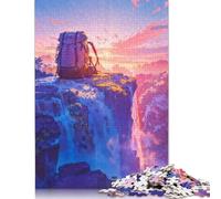 Rompecabezas de Papel Rectangular con diseño de Cascada y Mochila, Ideal para niños o niñas, Regalo de cumpleaños, 1000 Piezas (75 x 50 cm)