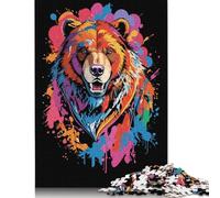 Rompecabezas de Papel Rectangular con diseño de Grafiti de Cabeza de Oso, cumpleaños de niño o niña, 1000 Piezas (26 x 38 cm)