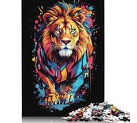 Rompecabezas de Papel Rectangular con diseño de Grafiti de león, cumpleaños de niño o niña, 1000 Piezas (75 x 50 cm)