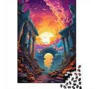 Rompecabezas de Papel Rectangular con diseño de ruinas Romanas psicodélicas Coloridas, 100% cartón Reciclado, Día del Niño, 1000 Piezas (38 x 26 cm)