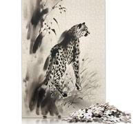 Rompecabezas de Papel Rectangular con ilustración de Tinta de Guepardo, Juguete de descompresión para niños y Adultos a Partir de 12 años, 1000 Piezas (75 x 50 cm)