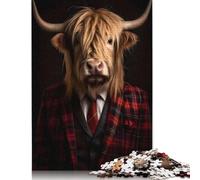 Rompecabezas de Papel Rectangular con Retrato de Vaca de Las Highlands, Juguete Relajante, Ideal para el Día del Padre, 1000 Piezas (75 x 50 cm)