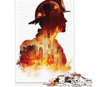 Rompecabezas de Papel Rectangular con Silueta de Bombero de Nueva York, Juguete de descompresión para niños y Adultos a Partir de 12 años, 1000 Piezas (38 x 26 cm)