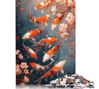 Rompecabezas de Papel Rectangular de pez koi japonés, Ideal para Adultos y Adolescentes, 1000 Piezas (26 x 38 cm)
