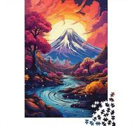 Rompecabezas de Papel Rectangular La Colorida psicodelia del Monte Fuji, 1000 Piezas (38 x 26 cm)
