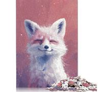 Rompecabezas de Papel Rectangular Zorro Feliz para la Familia, Divertido para niños y niñas, Regalo para el Día del Niño, 1000 Piezas (26 x 38 cm)