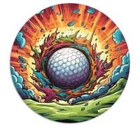 Rompecabezas de Papel Redondo de Golf Colorido de 1000 Piezas para Adultos, Adolescentes,para fomentar la unión Familiar,para el Cerebro y como Regalo 67,5 x 67,5 cm