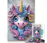 Rompecabezas de Pared con Escultura de Unicornio,1000 Piezas,Juego Think Boost,Cierre hermético,sin Piezas Sueltas,desafío Interactivo para el Cerebro en casa (38x26cm)