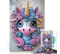 Rompecabezas de Pared con Escultura de Unicornio de 1000 Piezas para Adultos Juego Divertido y fácil de armar Ideal para divertirse en Familia (38x52cm)