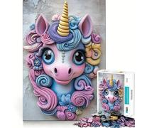 Rompecabezas de Pared con Escultura de Unicornio para Adultos,1000 Piezas,Juego de Memoria Cerebral,Cortado con láser para un Ajuste Perfecto, aliviar el estrés (50x75cm)
