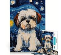 Rompecabezas de Pared Shih Tzu Van Gogh para Adolescentes, 1000 Piezas, Juguete de lógica Mental, Alivio del estrés, Corte Firme, Regalo de Santa Claus 38x26cm