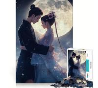 Rompecabezas de Pareja de Anime a la luz de la Luna,1000 Piezas,Juego de Habilidad Mental,Ajuste Estable,sin Piezas Que se muevan,pasatiempo Divertido para Fines de Semana Largos (38x52cm)