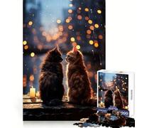 Rompecabezas de Pareja de Gatos románticos para Adolescentes, 1000 Piezas, Mejora la Memoria, Alivia la tensión, Borde Ajustado, Pieza de Arte Fino (38x26cm)