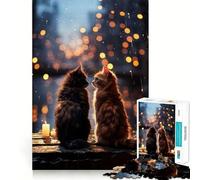 Rompecabezas de Pareja de Gatos románticos para Adolescentes, 1000 Piezas, Mejora la Memoria, Alivia la tensión, Borde Ajustado, Pieza de Arte Fino (38x26cm)