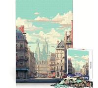 Rompecabezas de París, Francia, 1000 Piezas para Adolescentes Mejora la Memoria Sin estrés Bordes Ajustados Decoración de Pared (38x26cm)