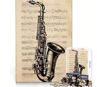 Rompecabezas de partituras de saxofón de 1000 Piezas para Adultos Juguete cognitivo para armar Juntos Colección de Arte (38x52cm)