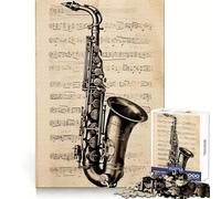 Rompecabezas de partituras de saxofón de 1000 Piezas para Adultos, Juguete de lógica y Entretenimiento, Borde Liso, Regalo de Temporada (50x75cm)