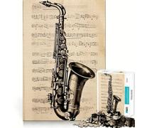 Rompecabezas de partituras de saxofón de 1000 Piezas para Adultos, Juguete de lógica y Entretenimiento, Borde Liso, Regalo de Temporada (50x75cm)
