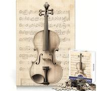 Rompecabezas de partituras de violín para Adolescentes, 1000 Piezas, Habilidad para Recordar, Tiempo Libre Agradable, Bordes definidos, Sorpresa navideña (50x75cm)