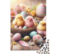 Rompecabezas de Pascua con Pollo, 1000 Piezas, Creativo, Rectangular, para familias Grandes, Ideal para Adultos (38 x 26 cm)