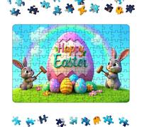 Rompecabezas de Pascua para adultos, Rompecabezas de Pascua - Rompecabezas de conejo,Suministros de Pascua de dibujos animados, decoración festiva, decoración del hogar Imagen de patrón de conejo para