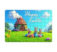 Rompecabezas de Pascua, Rompecabezas de Pascua - Rompecabezas de conejito | Suministros de Pascua de dibujos animados, decoración festiva, decoración del hogar Imagen de patrón de conejo para niños en