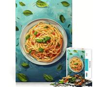 Rompecabezas de Pasta con albahaca y Tomates para Adultos, 1000 Piezas, Juguete de lógica Resistente, Juego Relajante, Borde Transparente, Regalo artístico (50x75cm)